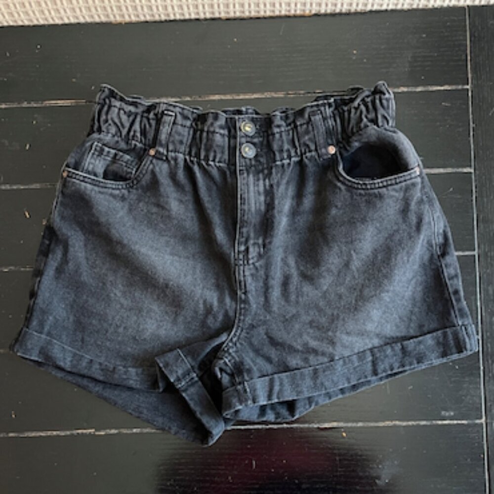 Black Denim Mom Shorts